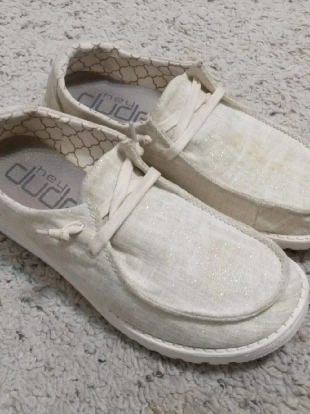 Hey Dude Wendy Sparkling Gold Women's Canvas Lightweight Shoes Loafers Size 8